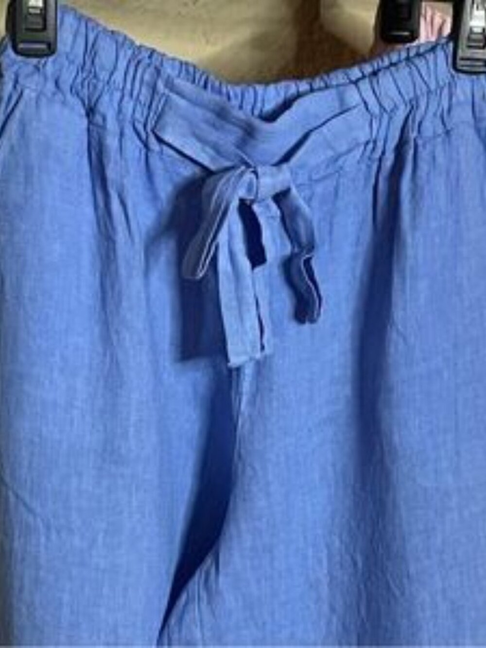 Italian Wide Leg Linen Pant, White, Sz. Sm/Med w/ Elastic waist by Linen & Moore - Picture 7 of 14